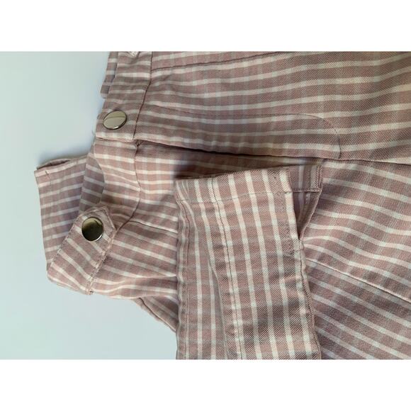 Forever 21 Nude Pink White Gingham High Waisted Fitted Ankle Length Pants Wms XS - Picture 8 of 10